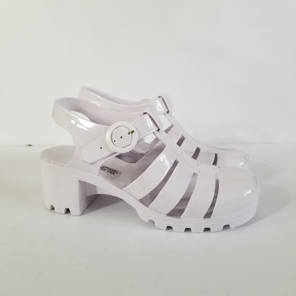 white jelly shoes